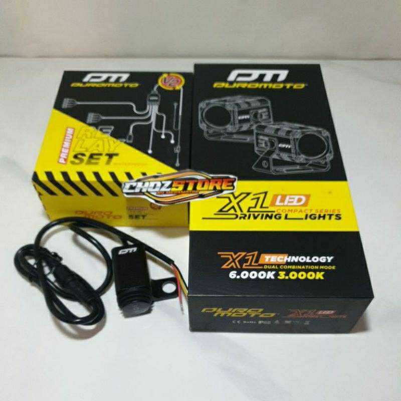 PAKET lampu Duromoto X1+Saklar+Relai V2