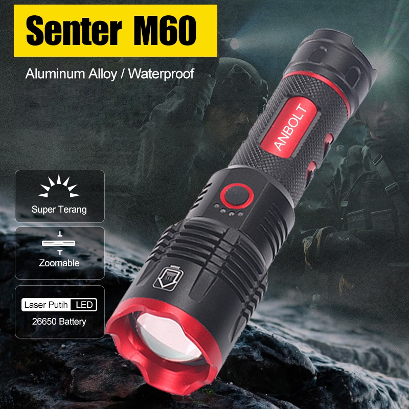 【ANBOLT Rrady stock】 Senter LED Super Terang Jarak Jauh Senter Swat Senter LED Super Terang Tahan La