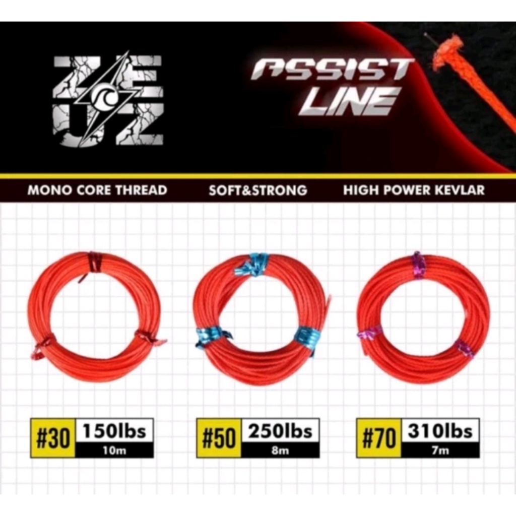 Ekstrak bonus senar pancing benang kevlar Zeus Zeus assist line