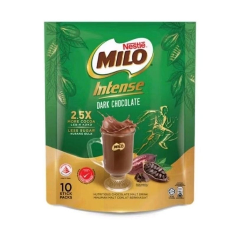 

milo intense dark chocolate ori malaysia, isi 10 scht