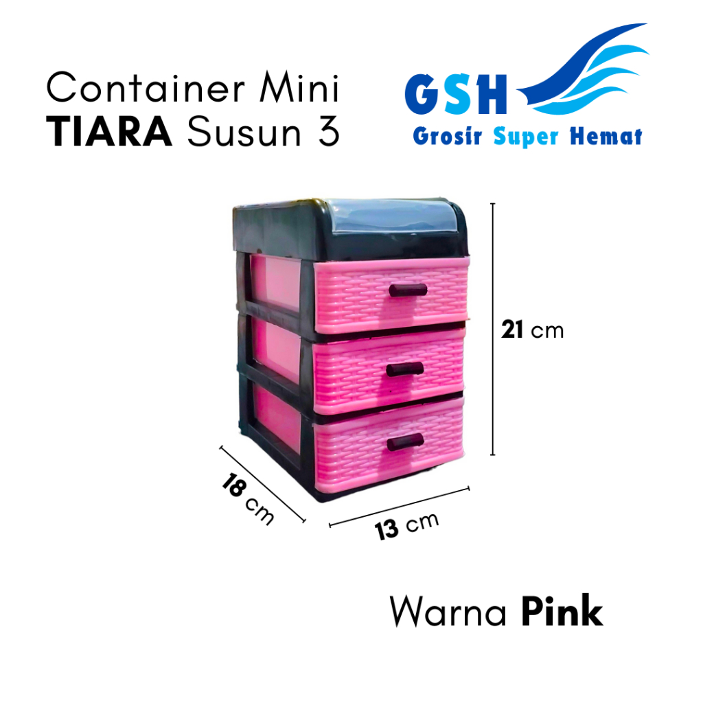 Limited Gsh - Rak Container Mini Tiara Plastik Susun 3 & 4 Motif Anyam Warna Warni Tempat