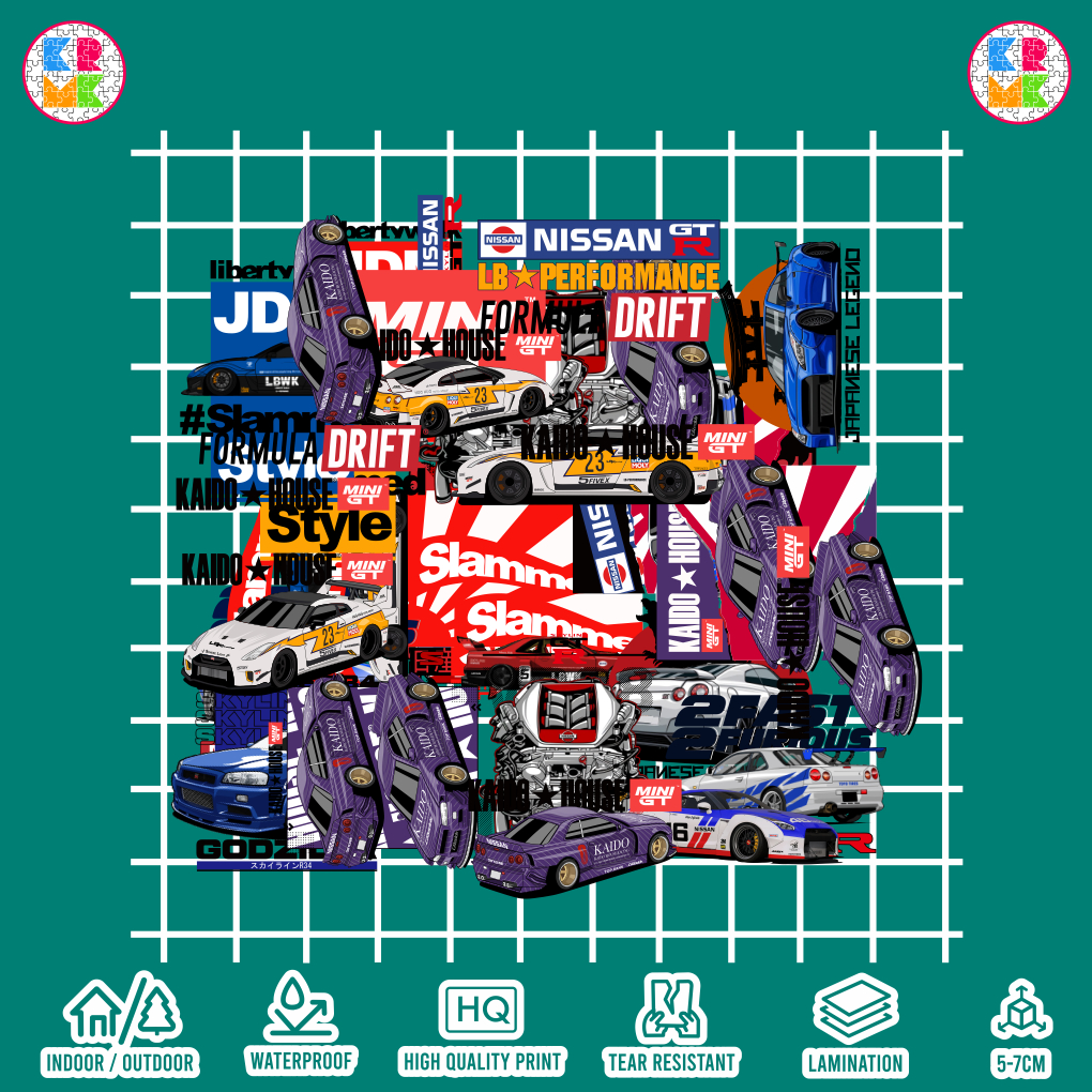 

KARIMIKA Sticker Pack UV Print Transparan Nissan Silvia S15 LBWK Slammed JDM Stiker Timbul
