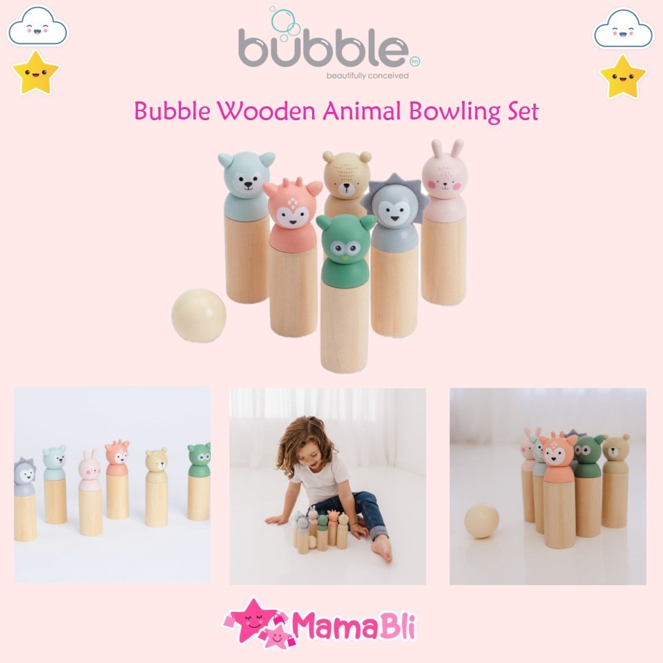 Bubble Wooden Animal Bowling Set / Mainan Kayu / Mainan Bowling / Mainan Anak