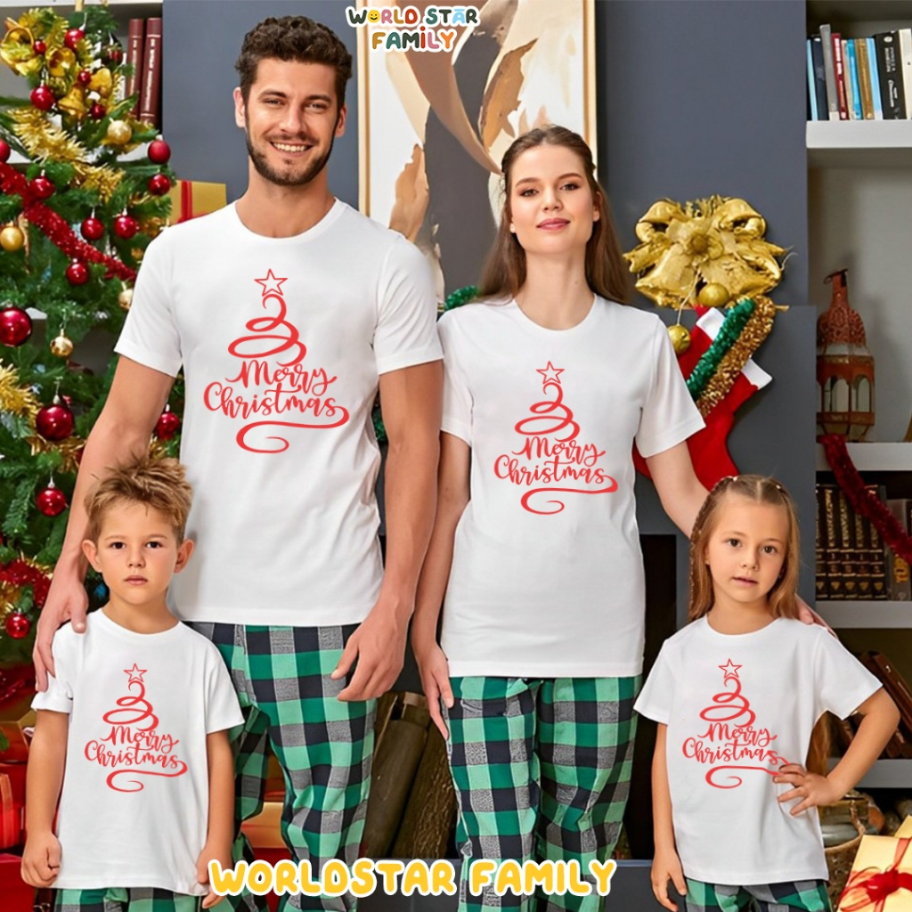 Wsf Baju Natal Keluarga Kaos Natal Kaos Natal Keluarga Baju Natal Wanita Baju Natal Anak Kaos Merry 