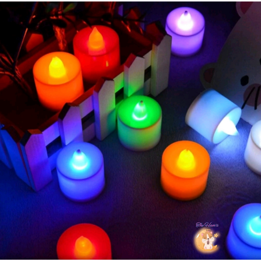 (The Ham's) Lampu Lilin elektrik LED tanpa api mini menyala warna warni penerangan kandang