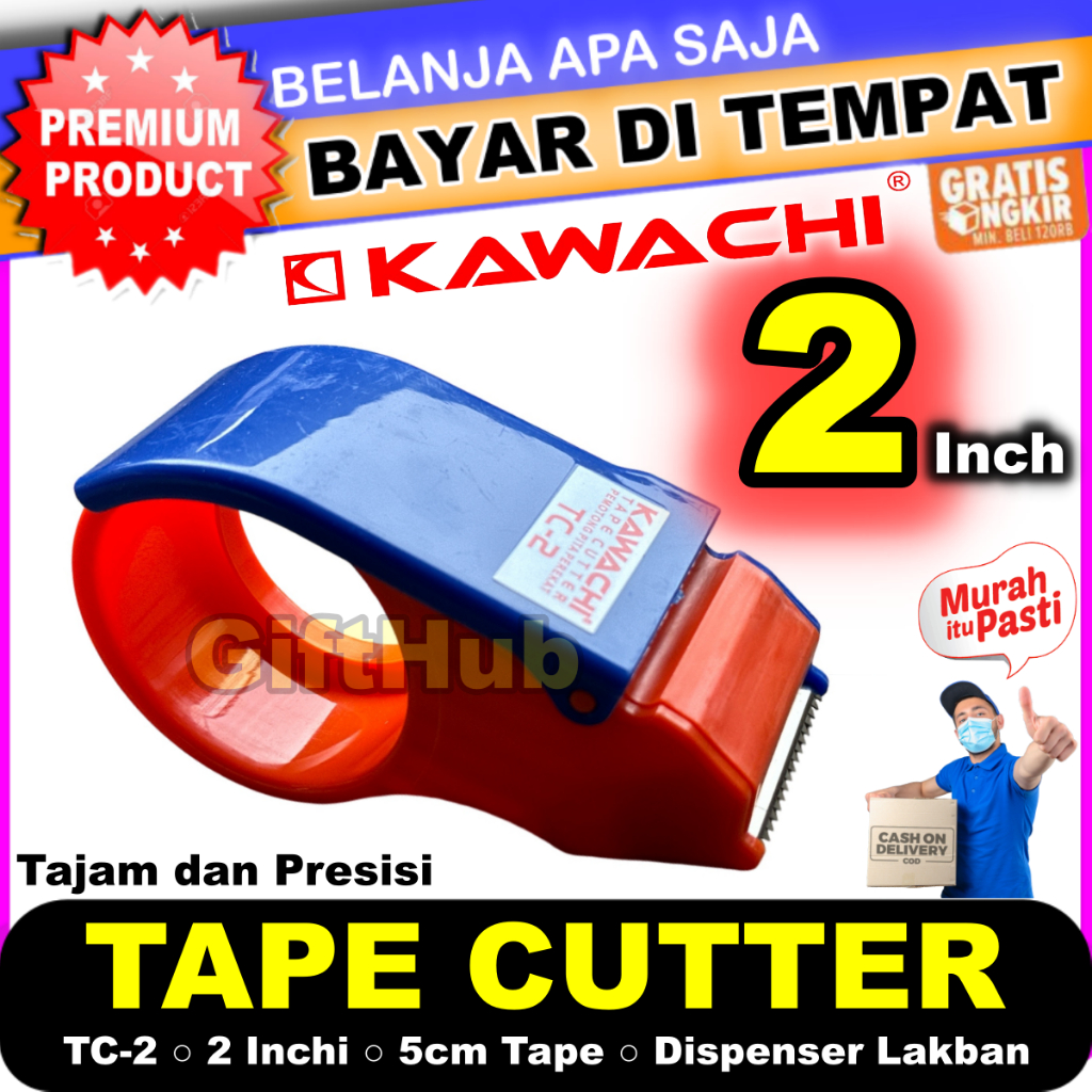 

Kawachi Tape Cutter TC-02 Pemotong Pita Perekat 2" Dispenser Lakban Plastik Tajam dan Presisi 2 Inchi 2' 5cm Packingan Potong Salasiban