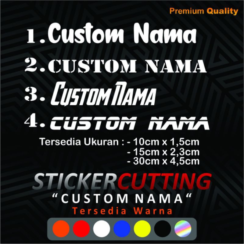 

cutting sticker custom nama 5