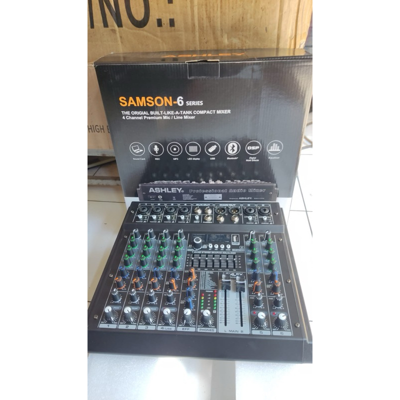 Mixer Audio Ashley samson 6 original 6 chanel usb bluetooth soundcard equalizer samsons 6