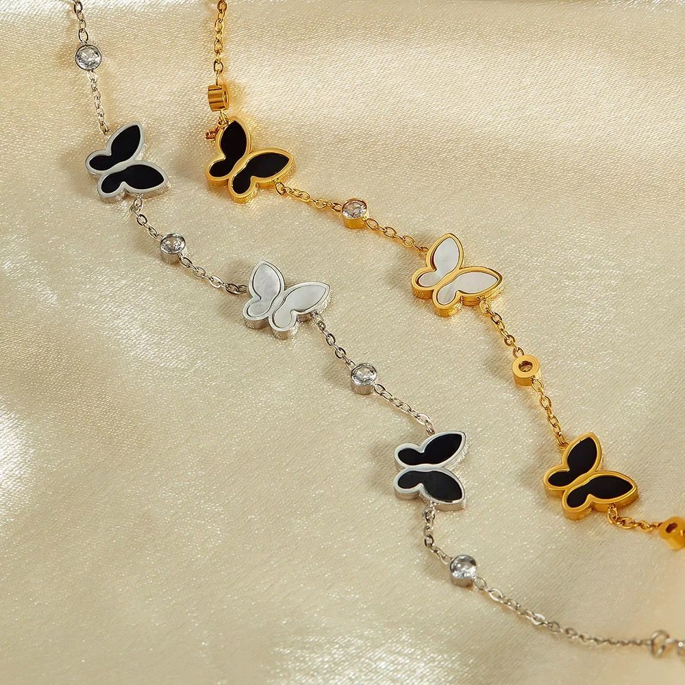 Gelang Titanium Wanita kupu kupu hitam putih terbaru gelang cantik aksesories wanita korea style