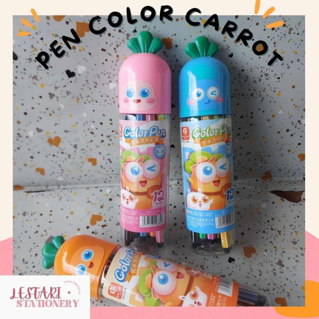 

Pen Color Wortel Cute | Spidol 12 Warna Wortel | Spidol Warna murah | Lestari Stationery