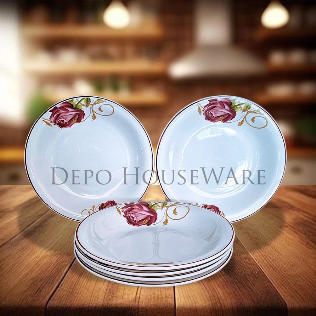 Piring Cantik Elegan untuk Rumah & usaha / Piring Makan Keramik Rose Pink Piring Porcelain Piring Om