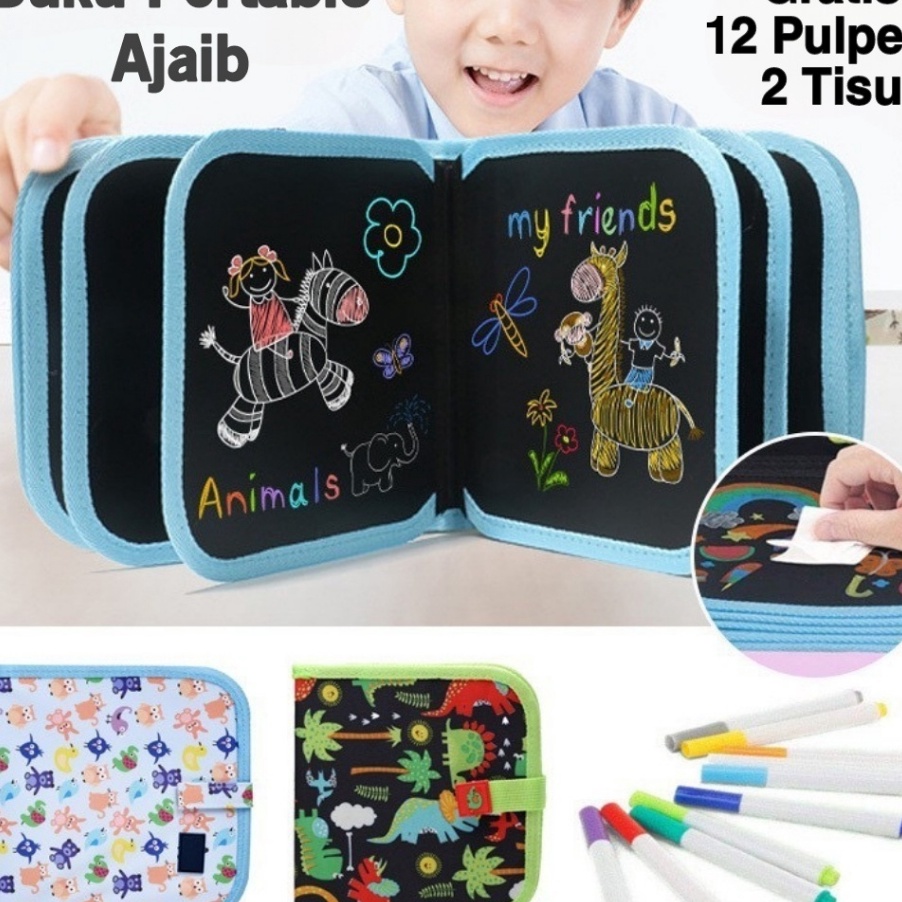 

HANYA DISINI BUKU GAMBAR PORTABLE MAGIC BOOK BLACK BOOK PORTABLE BUKU GAMBAR AJAIB REUSABLE BISA DIHAPUS