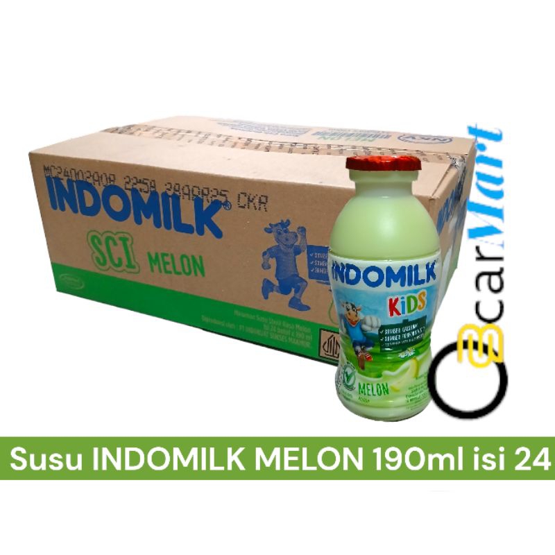 

(Gsv) Susu INDOMILK 1 Dus Rasa Melon Botol 190ml Susu Cair Steril