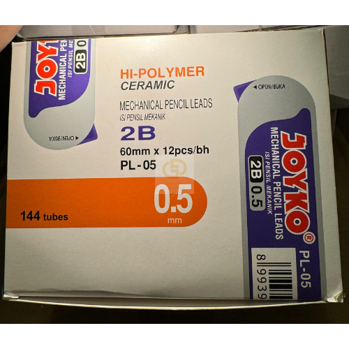 

(1 BOX / 144 TUBE) Pencil Lead Isi Pensil Mekanik Joyko PL-05 2B 0.5 mm