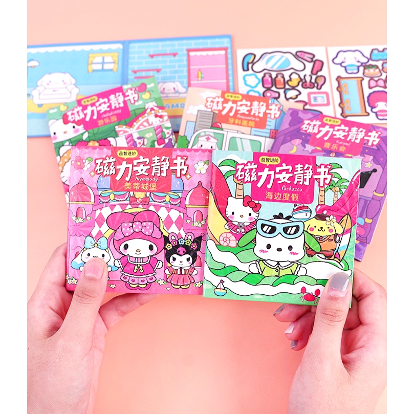 

MS (28PC = 1KG) PB 055 MINI MAGNETIC QUIET BOOK SANRIO BUKU STIKER MAGNET KUROMI MELODY CHINAMOROLL HK POCHACCO POMPOMPURIN