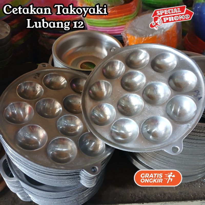 Cetakan / Loyang Takoyaki 12 Lubang Alumunium Cor Tebal