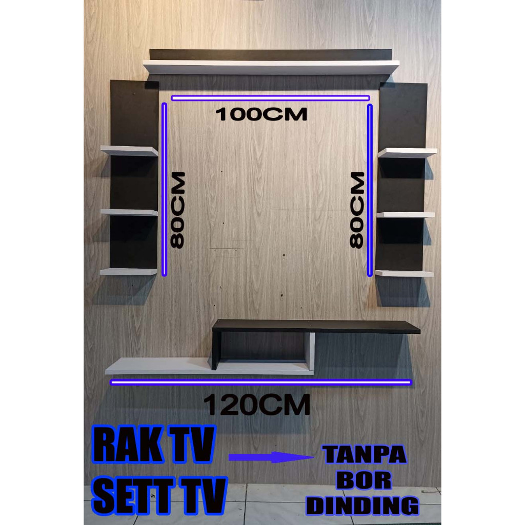 rak hias dinding Rak TV gantung Minimalis Meja TV gantung Lemari TV Dinding Bupet TV rak dinding{SET