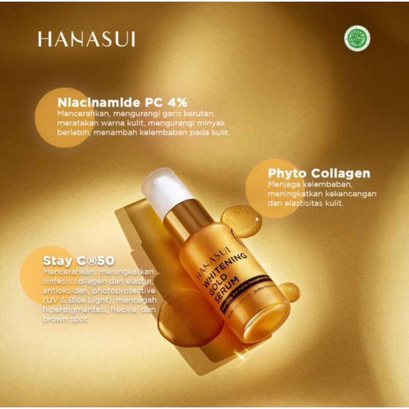 Hanasui Whitening Gold Serum New Look & Improved Formula / HANASUI SERUM GOLD NEW FORMULA
