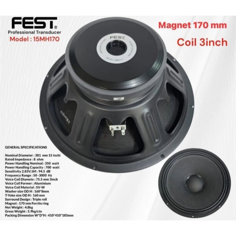 Speaker Komponen FEST 15 Inch 15MH170 Coil 3
