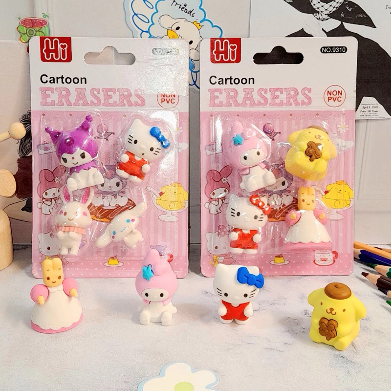 

W&R - Isi 4pc / Set Penghapus Lucu Sanrio/Makanan Kue/Stip Kue/Hapusan Fancy/Hapusan Set/Stip