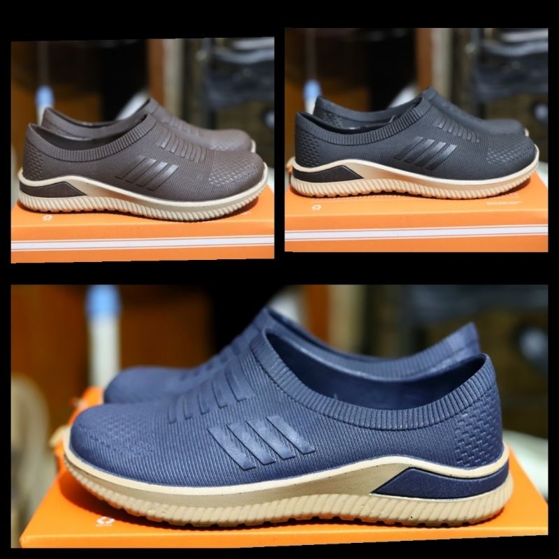 Sepatu slip on pria karet sepatu kerja anti air anti slip