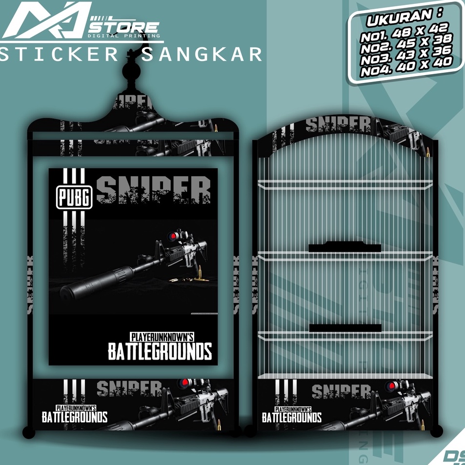 Penjualan Kejutan  STIKER SANGKAR BURUNG KOTAK SNIPER BISA CUSTOM GAMBAR SENDIRI