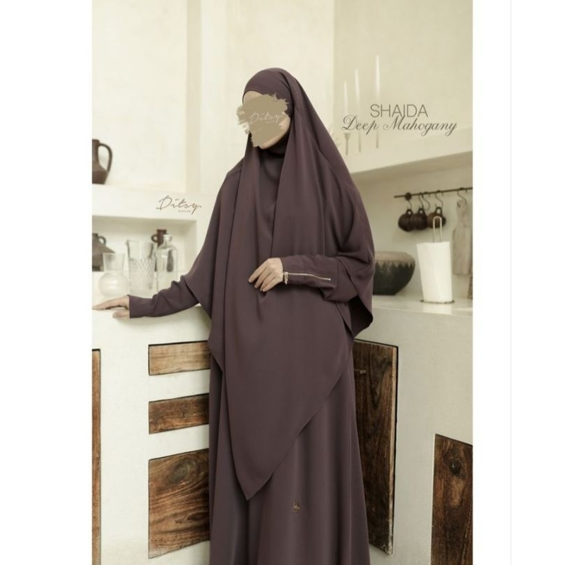 Ditsy Moslem FK Shaida Mina Deep Mahogany Long