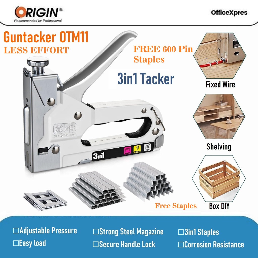 

Guntacker 3in1 OTM 11 / Stapler Tembak Kayu 1 SET / Gun Tacker 3 in 1