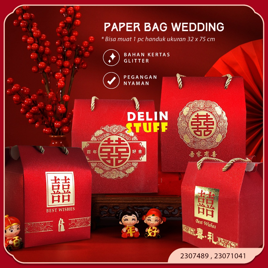 

Paper Bag Wedding Paper bag Souvneir Pernikahan Kotak Handuk Teapai Glitter size S 2307489 23071041