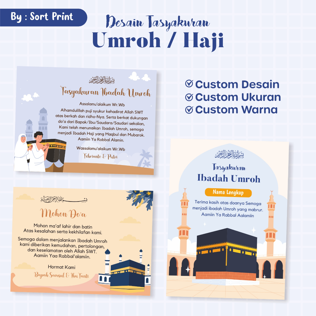 Stiker/Kartu Tasyakuran Umroh dan Haji, Mohon doa restu  Umroh dan haji