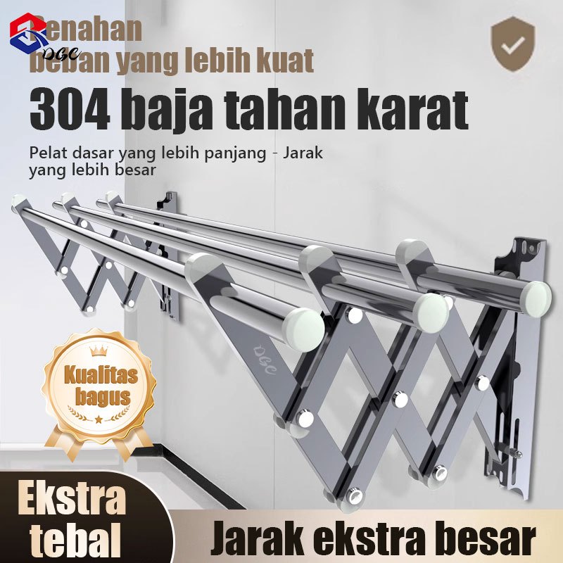 DGC Jemuran Lipat Dinding Jemuran Dinding Jemuran Baju Stainless Steel Jemuran Baju Pakaian Dinding