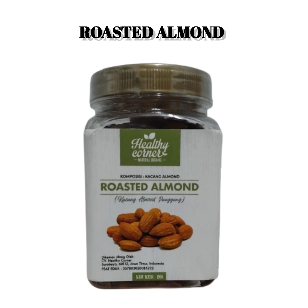 

Roasted Whole Almond Kacang Almon Panggang Kupas Tanpa Cangkang 180 gram