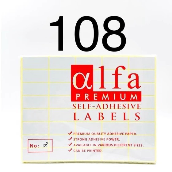 

STICKER LABEL ALFA 108 / Stiker Sticker Label Nama Undangan Harga Alfa No 108 / 18 mm x 38 mm
