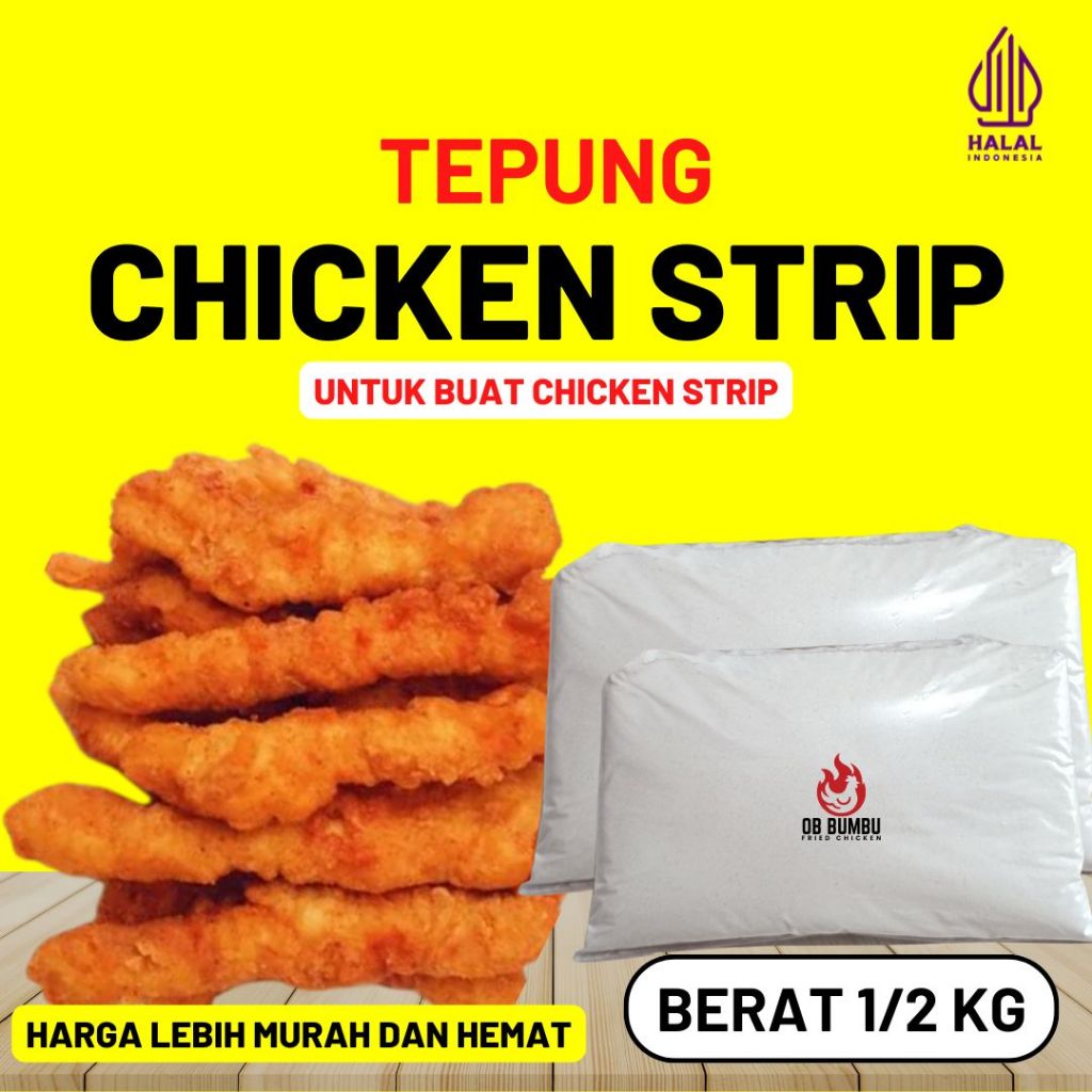 

Tepung Chicken Strip / Chicken Strip Enak dan Crispy Gurih / Chicken Strip Kemasan 1/2 KG