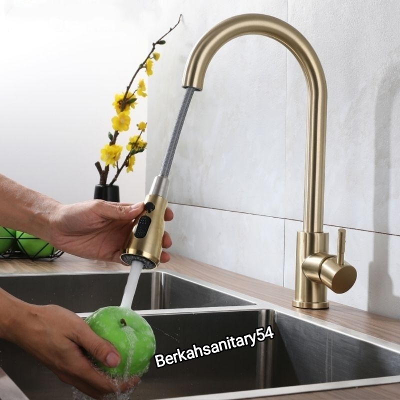 Kran Tarik Bak Cuci Piring Gold/Hitam/Dove/Kran Dapur/Kran Sink