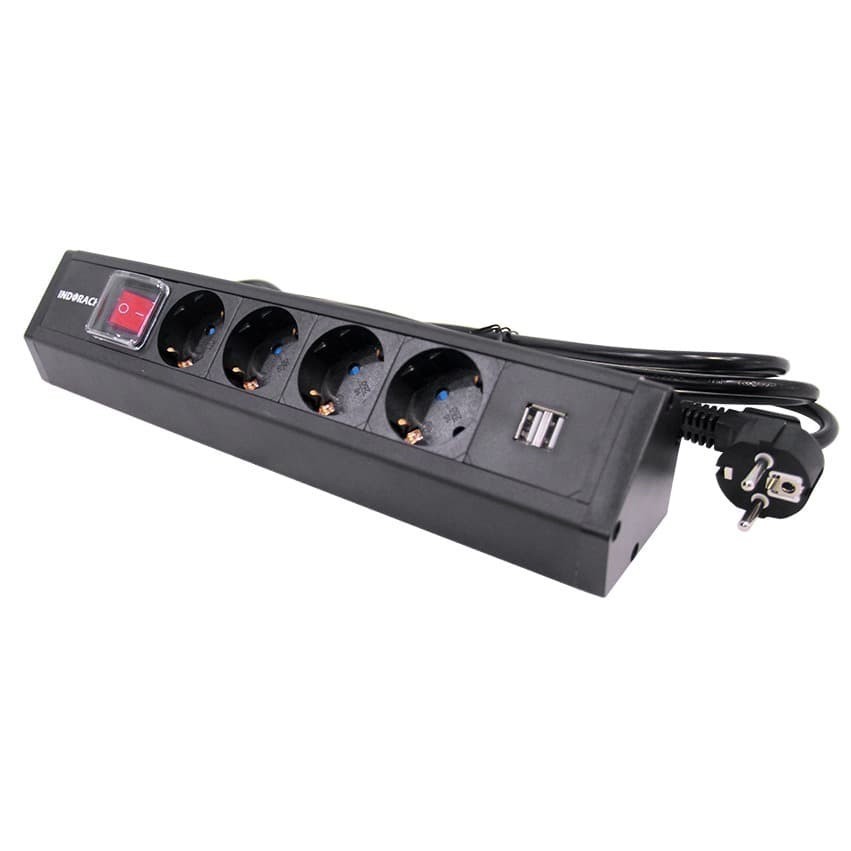 PDU4G2 - Desktop PDU 4 Outlet Germany Socket with 2Port USB - Indorack - PDU4G2