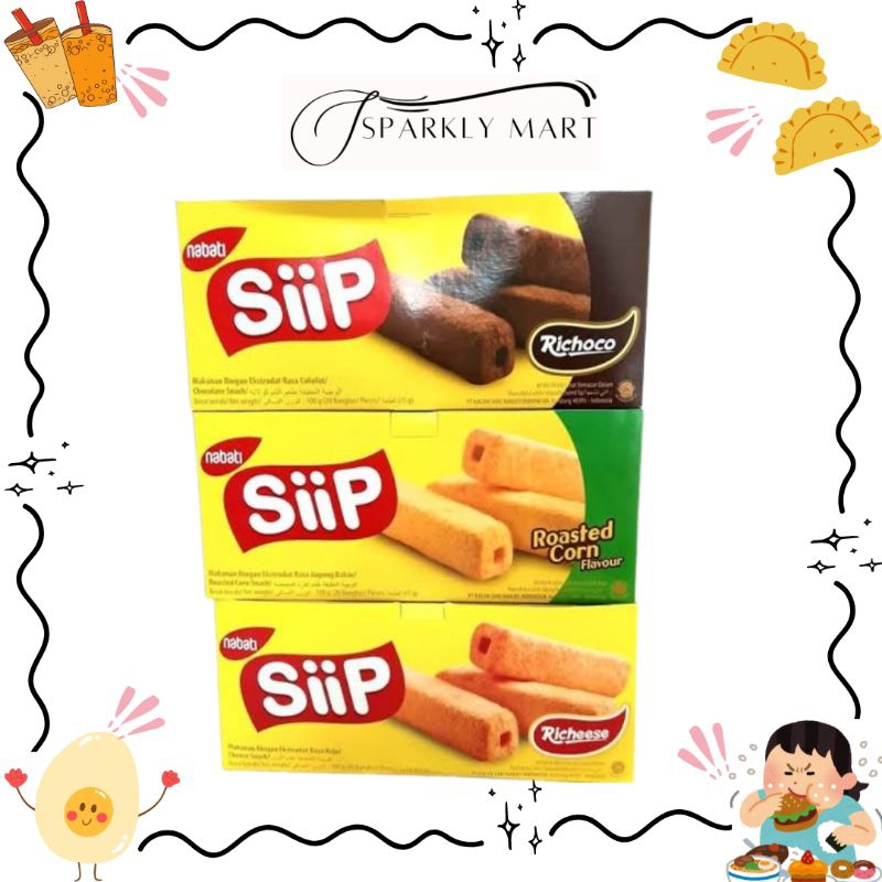 

NABATI SIIP SNACK STICK KEJU JAGUNG BAKAR COKELAT 1 BOX ISI 20 X 5GR