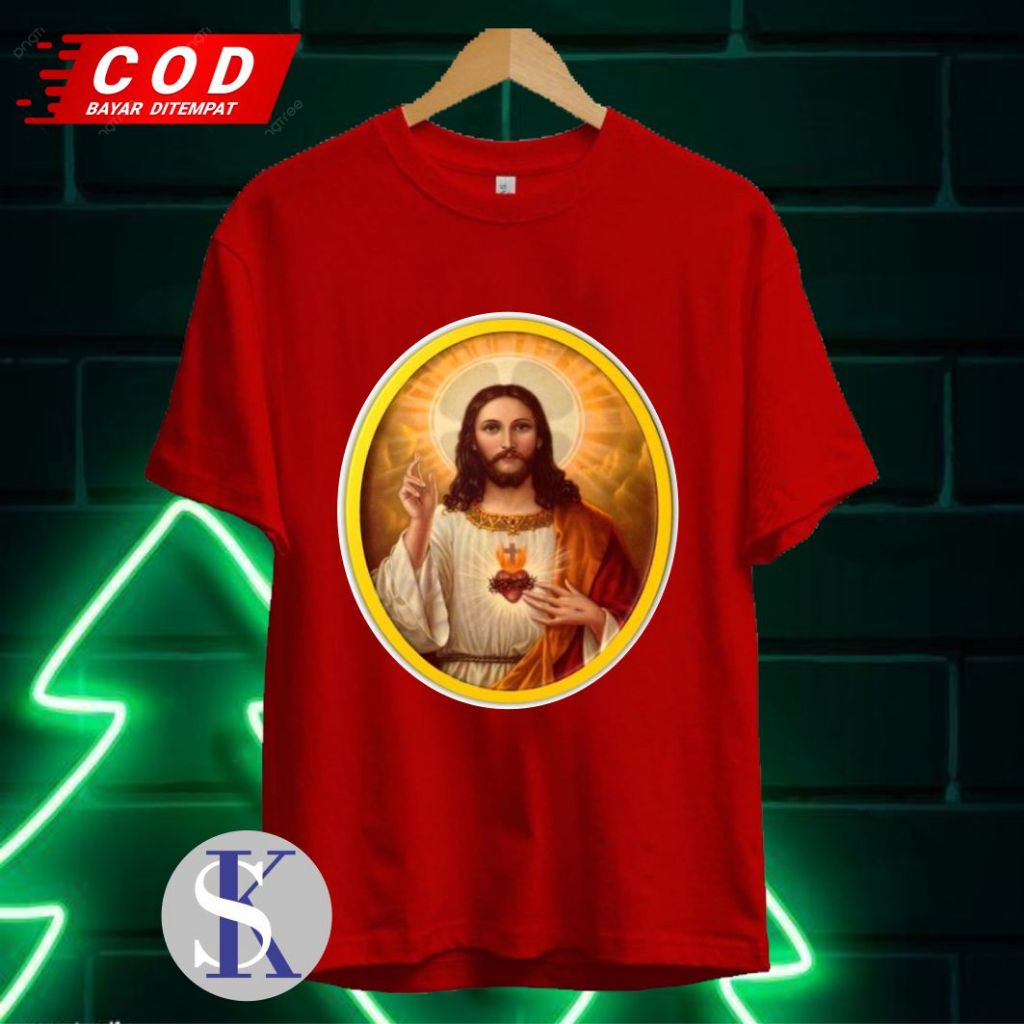 PAKAIAN PRIA WANITA ATASAN T-SHIRT KAOS GAMBAR JESUS BINGKAI