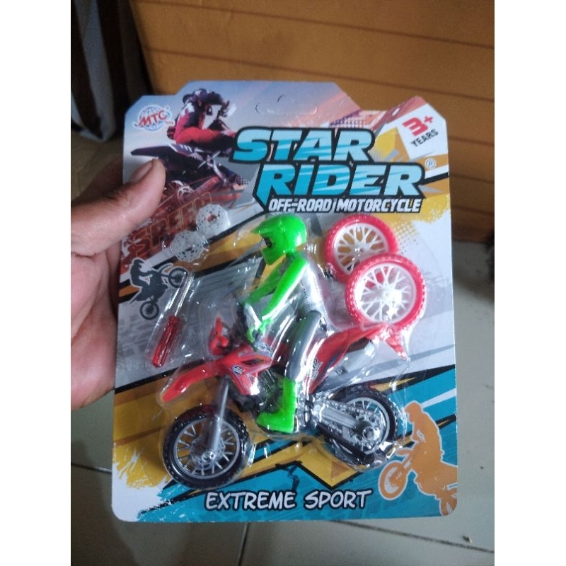 Motor Cross Miniatur Mainan Motor TRIL / KLX Miniatur ( bisa cod ) Plus Orang + Roda 2 Obeng besi