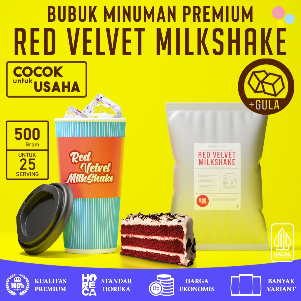 

Mix Powder Red Velvet Milkshake Bubuk Minuman Rasa Redvelvet Based Milk Shake Instan Drink Kemasan 500 Gram