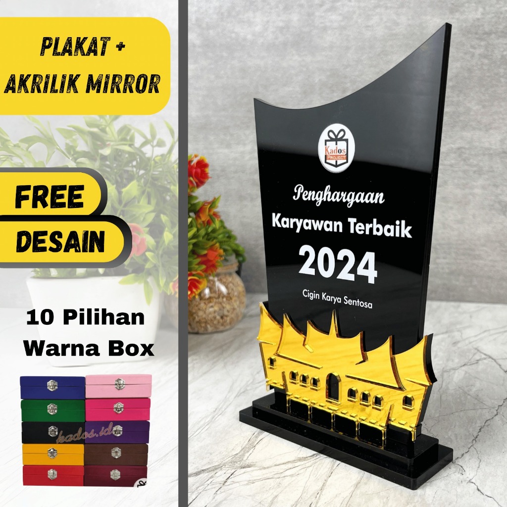 Plakat, Penghargaan, Trophy, Plakat Wisuda, Plakat + Akrilik Mirror Custom 5mm dan 10mm