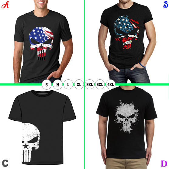 Kaos Punisher Tshirt Bahan 100% Cotton | Casual T-SHIRT Size S M L XL XXL 3XL 4XL | READY STOCK LANG