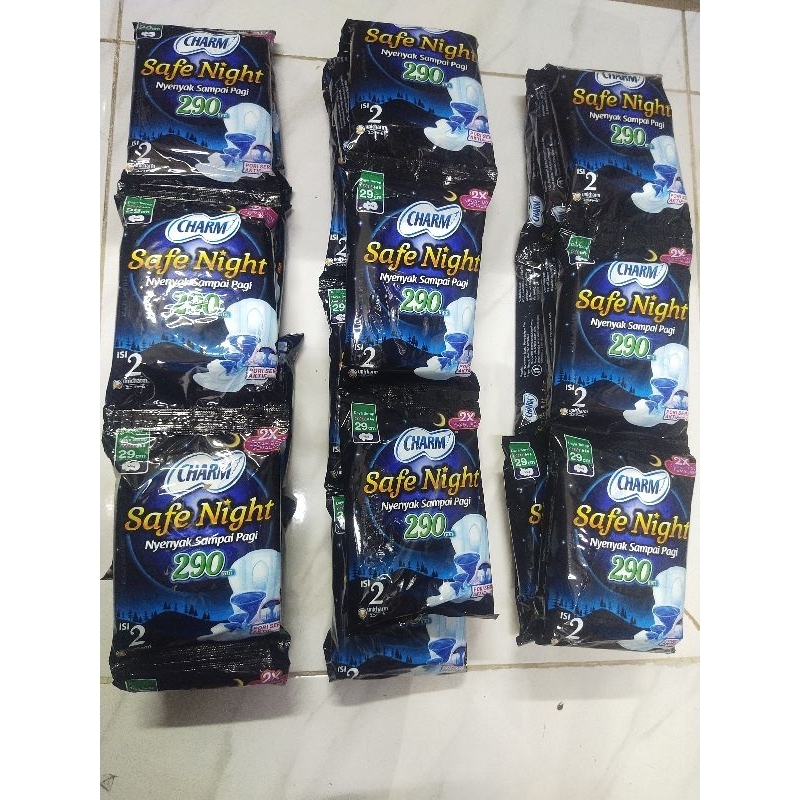 Pembalut CHARM Safe Night 29cm Renceng Isi 10 2p