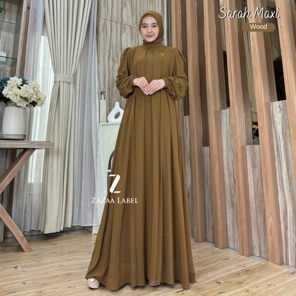 Gamis Maxi Jumbo Polos Ceruty Non Busui Lengan Balon Wanita