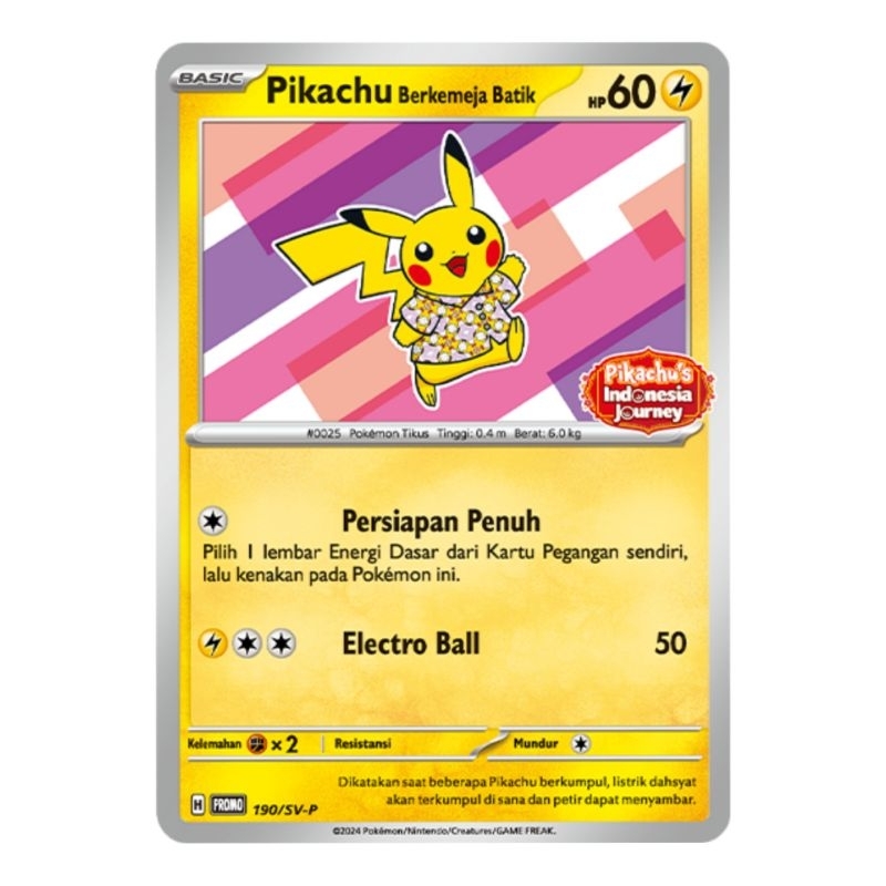 PIKACHU'S INDONESIA JOURNEY Jakarta TCG Card Kartu Pokemon Pikachu Berkemeja Batik FLOWER PIKACHU