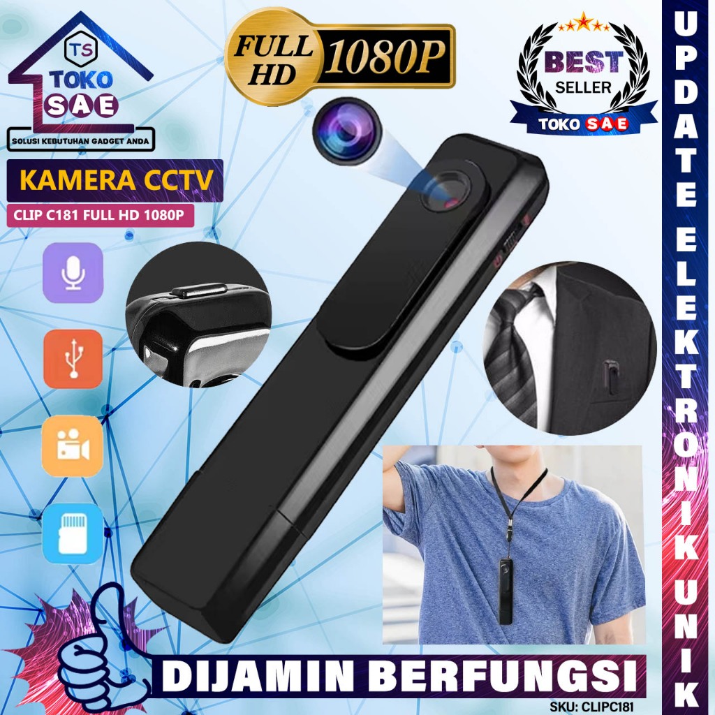 Hidden Spycam Kamera Mini Pen Back Clip C181 Spy Camera Klip Full HD 1080P Camcorder Kamera Saku Poc