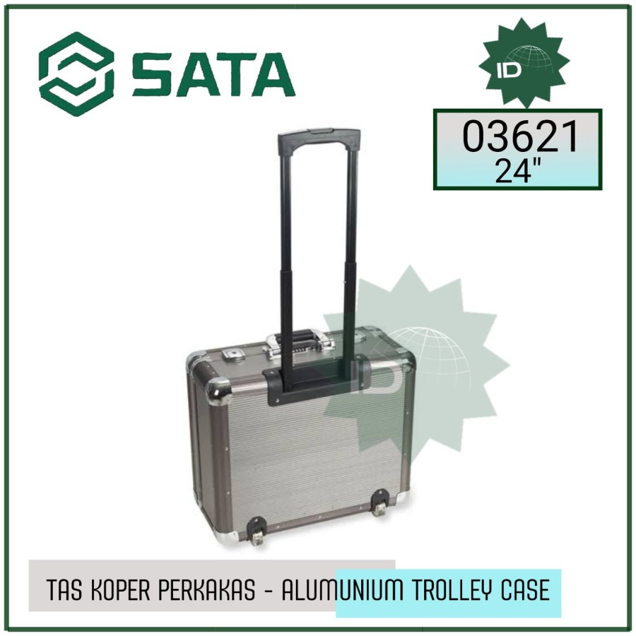 Tas Koper Perkakas Kosong 24" Aluminum Trolley Case 03621 Sata Tools