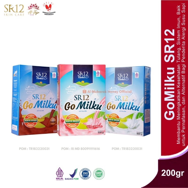 

GOMILKU SR12 200 GR PUTIH COKLAT STRAWBERRY GO MILKU SR 12 SUSU KAMBING ETTAWA HALAL BPOM SUKAM ETAWA MURNI