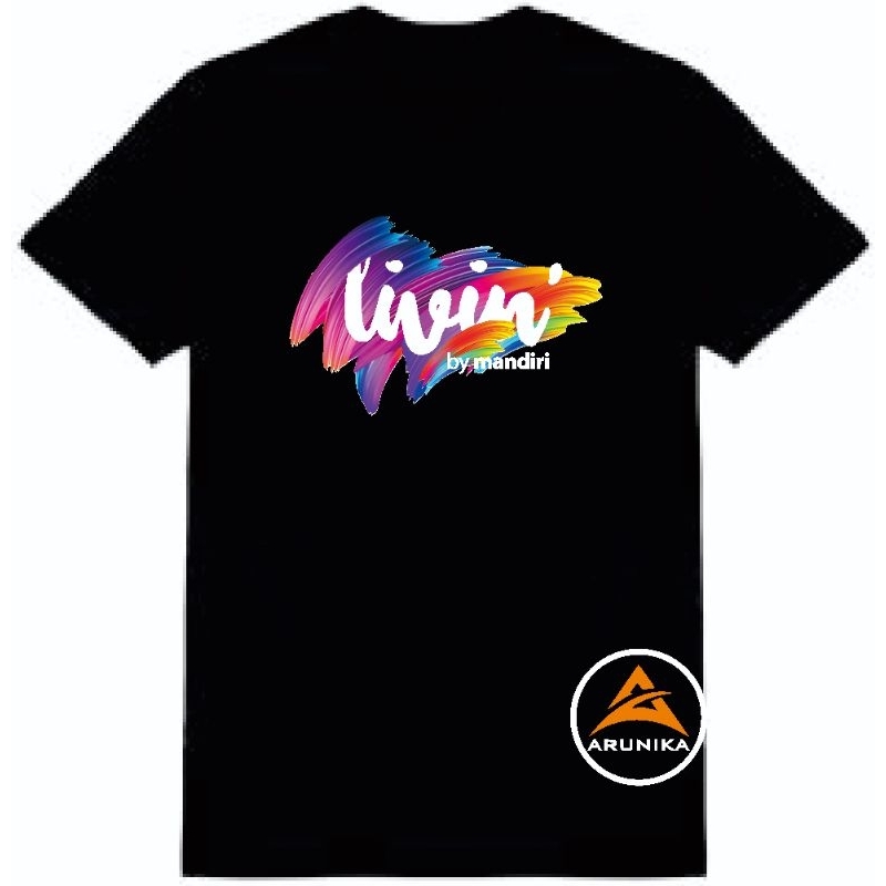 T-Shirt Kaos Distro, LIVIN BY MANDIRI FULL COLOR, Catton Combat Premiun