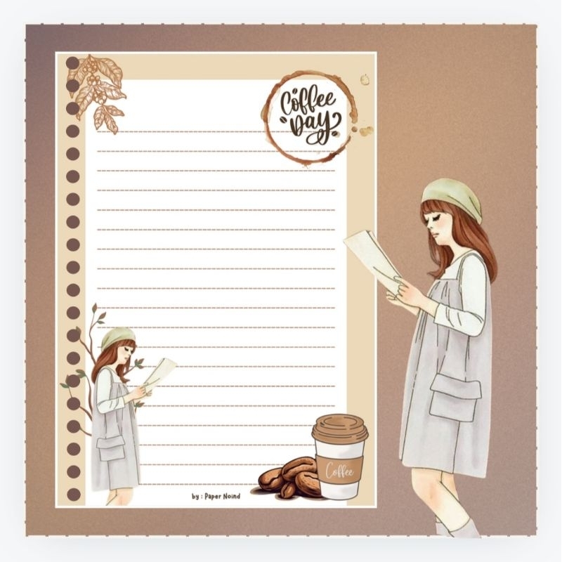 

Isi 10 Lembar Loose Leaf Refill / Kertas Buku Binder A5 Gambar Coffe Day
